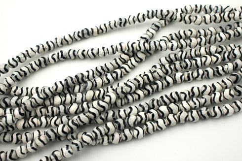 Black and White Tibetan Agate Gemstone Beads, 8mm, Faceted